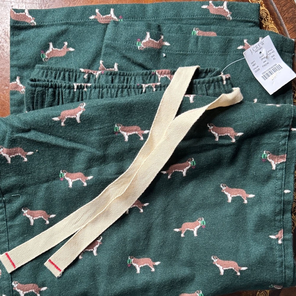 J. Crew Men’s Pajama Bottoms  with Bernese Mountain Dog Pattern